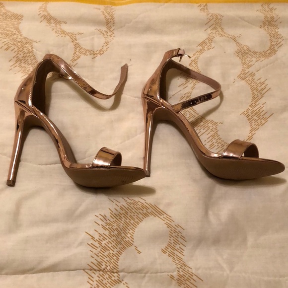 shiny rose gold heels